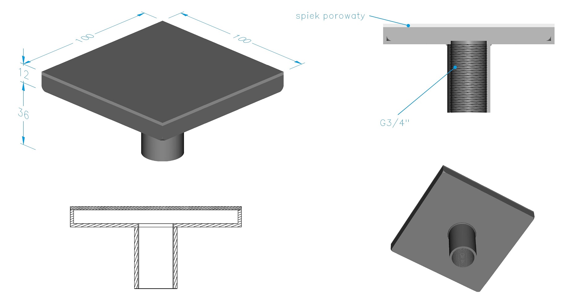 Opracowanie płaskiego dyfuzora poduszkowego dla przemysłu spożywczego (browarniczego) typu DPS/KX100/G34W.